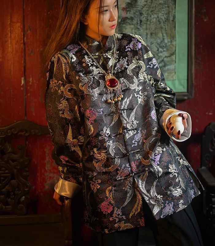 チャイナ ジャケット 秋冬 かっこいい 龍 鳳凰 カンフー服 中華風 ライト 高級感 ジャガード メンズ レディース 大きいサイズ ゆったり カジュアル エスニック 唐スーツ