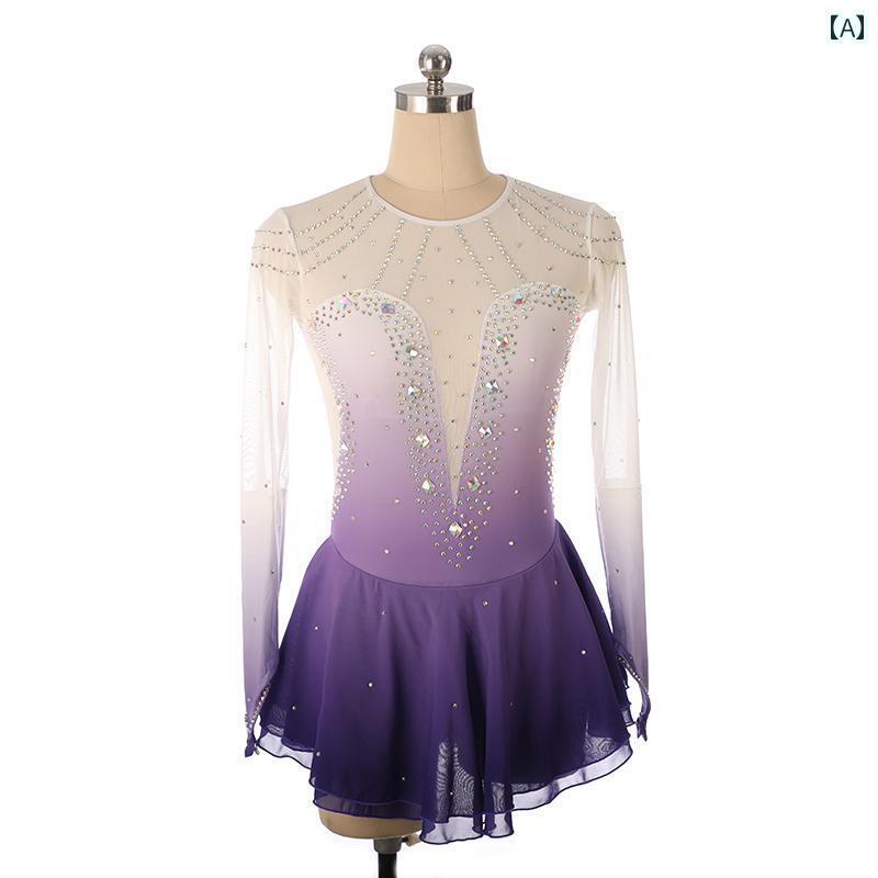 フィギュアスケート パフォーマンス スケート 子供用 女子 競技衣装 スカート 長袖 グラデーション 14,535円