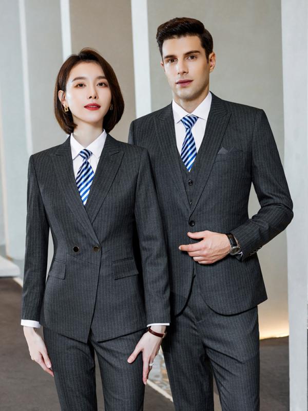 ビジネス スーツ レディース メンズ ジャケット セットアップ スーツ スカート ベスト ジレ チョッキ 制服 作業着 ホテル 銀行 秋冬 ストライプ 4,880円