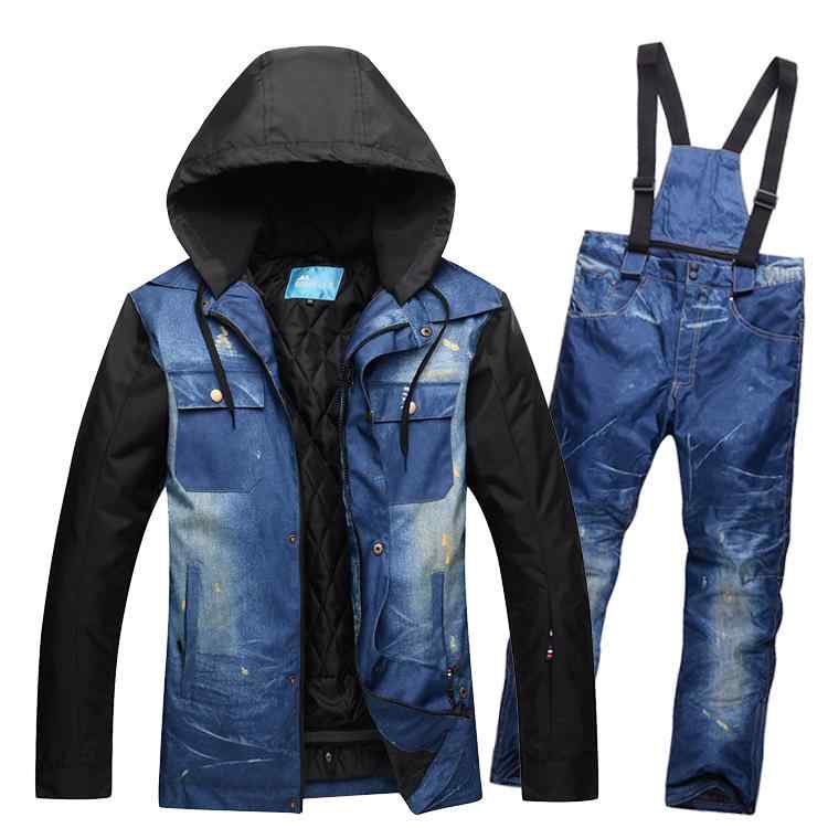 スノーボード ウェア スキー アウトドア スポーツ スーツ セット メンズ 暖かい 雪国 デニム 冬 大きいサイズ 防水 防風 耐摩耗 保温 おしゃれ