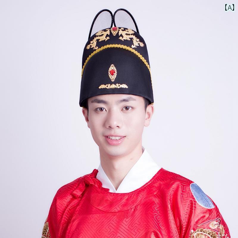 漢服 かぶり笠 成人男性用 馬鹿でかい ラウンド かぶり笠 火竜 冠 ジャケット冠 御召しもの 成年者 花むこ 天津御姉 刺しゅう 上演 メンズ 空のとっ始め 唾液なし 秋 成年者用大きさ