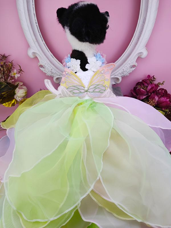 ペット ドレス ワンちゃん 猫ちゃん 写真撮影 衣装 ウェディングドレス 蝶々 おしゃれ 花 フェアリー ペット 犬 ロング トレーリング テディ ビション ポメラニアン 花びら ウェディングドレス 猫 犬 トレーリング ドレス バタフライ