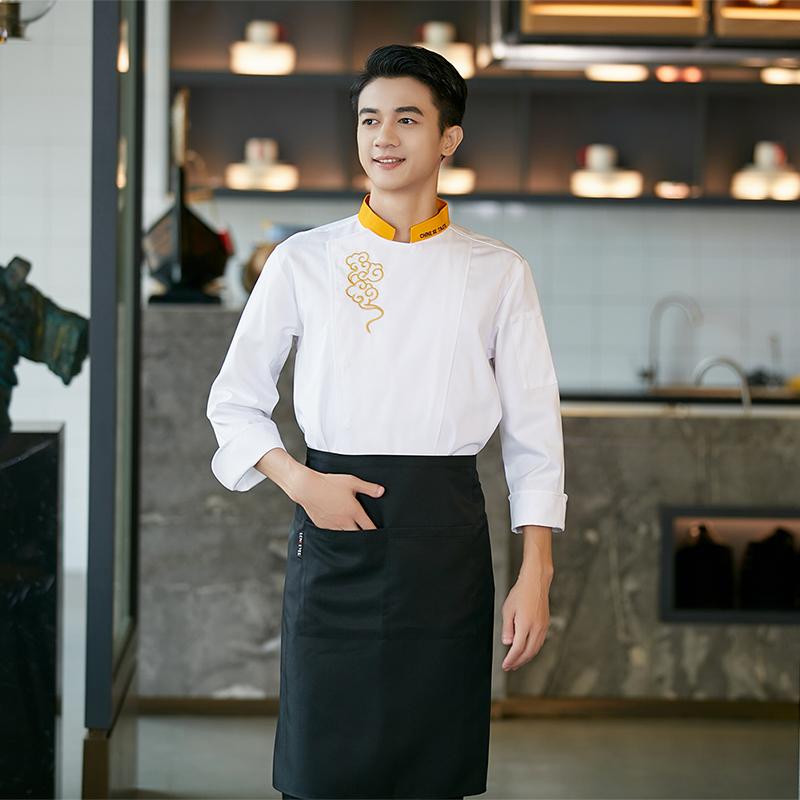 ユニフォーム 制服 作業着 おしゃれ ファッション 業務用 中華 レストラン シェフ 長袖 秋冬 男性用 ホテル カフェ 女性用 大きいサイズ ポリエステル