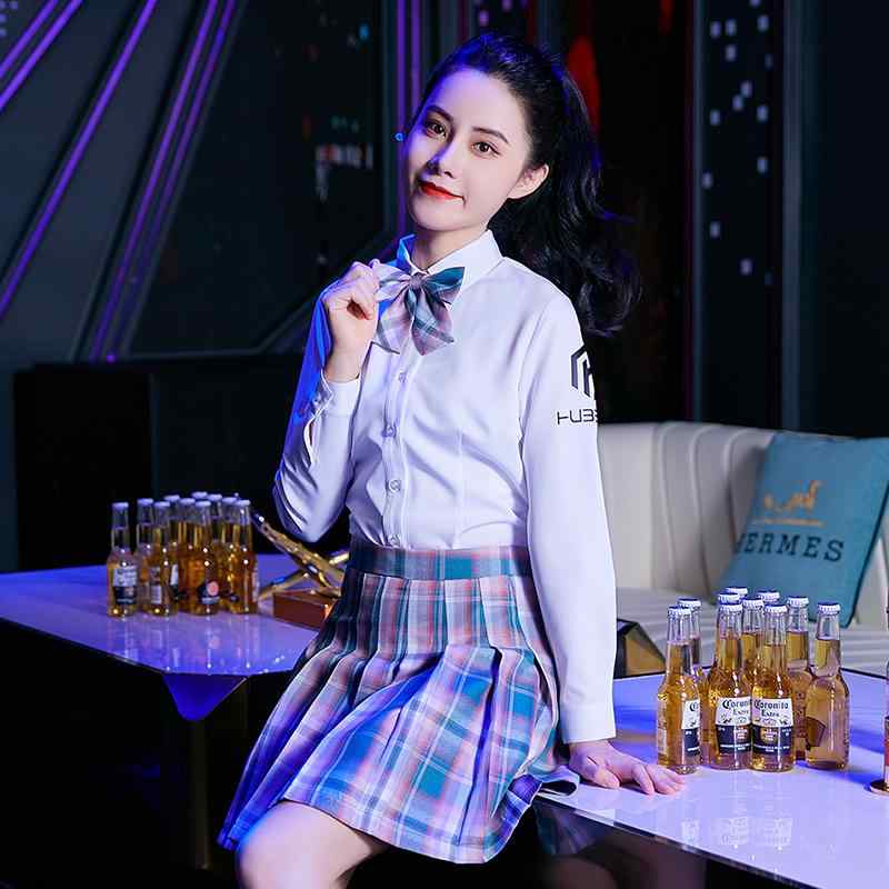 ユニフォーム 制服 作業着 おしゃれ ファッション JK バー ウェイター プリーツスカート 秋冬 大きいサイズ ポリエステル セット レディース かわいい