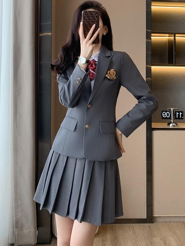 レディース 制服 ブレザー セット ジャケット レディース メンズ 春秋 カレッジ ワークウェア プリーツスカート セット 冬 長袖 半袖 大きいサイズ スタイリッシュ
