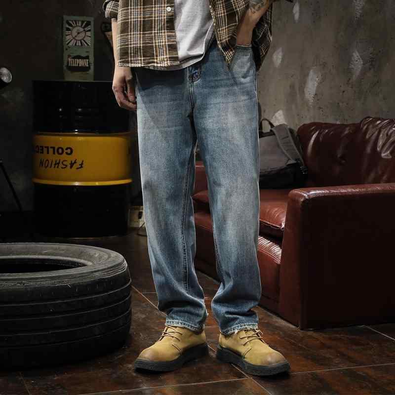 メンズ ロングパンツ 長ズボン カジュアル 春秋 オールシーズン アメリカン レトロ デニム ジーンズ ストライプ ストレート ストリート 青 ブルー ウォッシュド ヴィンテージ ストレッチ スリム フィット 脚長 綿混紡 大きいサイズ 男性用 万能