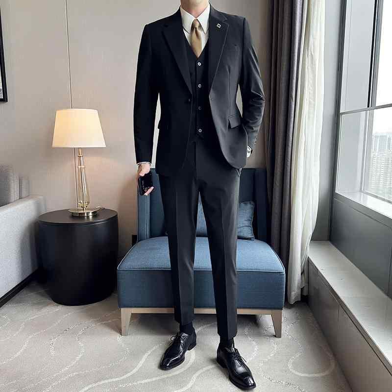 メンズ スーツ セット スタイリッシュ ジャケット ブレザー ツーピース ズボン パンツ ロング シャツ ベスト 薄手 春夏 洗練 大人 男性 おしゃれ ビジネス カジュアル フォーマル オフィス パーティー 紳士服