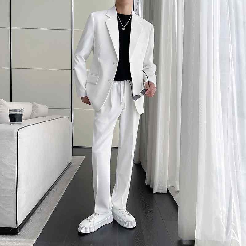 メンズ スーツ セット スタイリッシュ ジャケット ブレザー ツーピース ズボン パンツ ロング ハイエンド カジュアル 洗練 大人 男性 おしゃれ ビジネス カジュアル フォーマル オフィス パーティー 紳士服