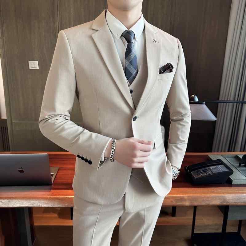 メンズ スーツ セット ジャケット ブレザー スリーピース ズボン パンツ ロング シャツ ベスト スリム 男性 パフォーマンス ステージ パーティー 司会 歌手 衣装 フォーマル 作業服 紳士服