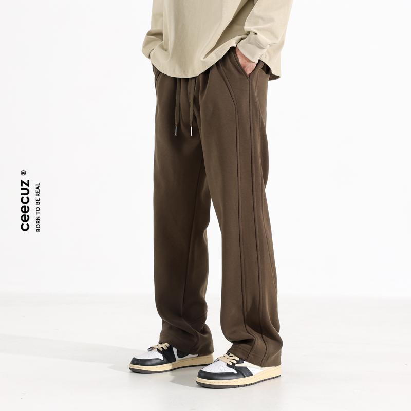 ストレート スポーツ パンツ ドレープ 秋冬 ゆったり リラックス メンズ アメリカン ファッション ワイド レッグ カジュアル ボトムス ジャージ 長ズボン