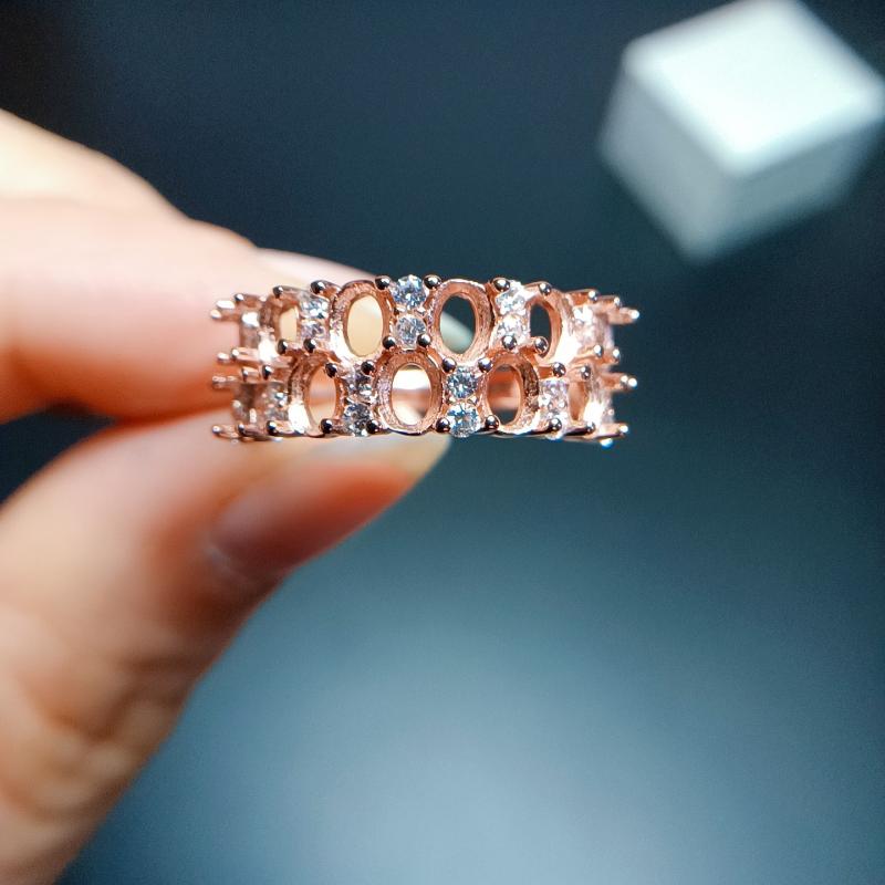 指輪 レディース フリーサイズ オフィス カジュアル パヴェセッティング S925シルバー 空枠 楕円形 3x4mm 18Kホワイトゴールド ローズゴールド イエローゴールド メッキ 7,547円