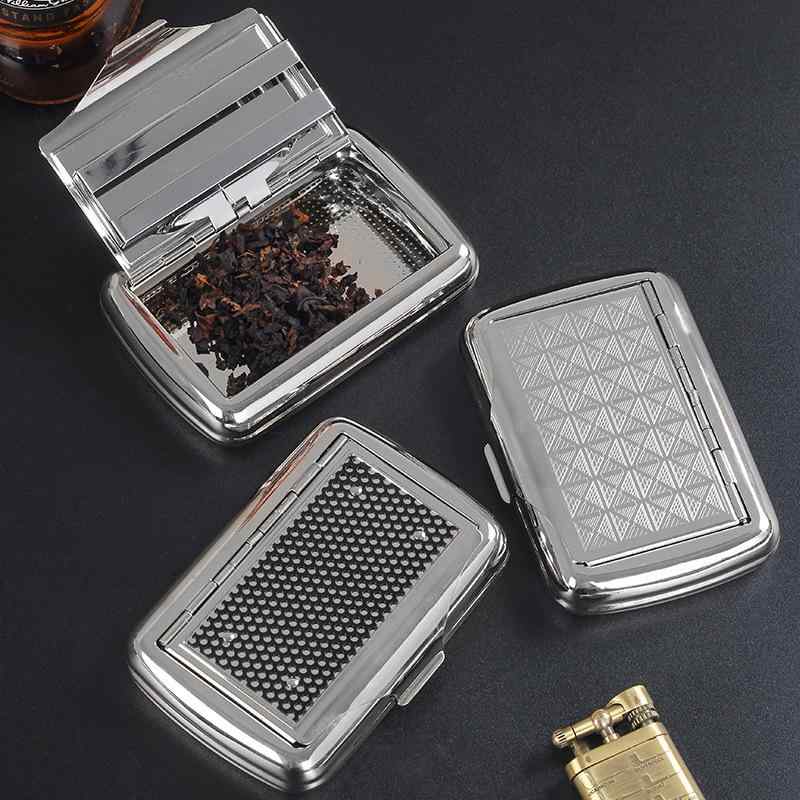 タバコケース シガレットケース 密閉 保湿 携帯用 ポータブル ステンレス製 厚手 大容量 手巻きタバコ パイプ用 小物入れ メタルケース シンプル モダン 収納画像