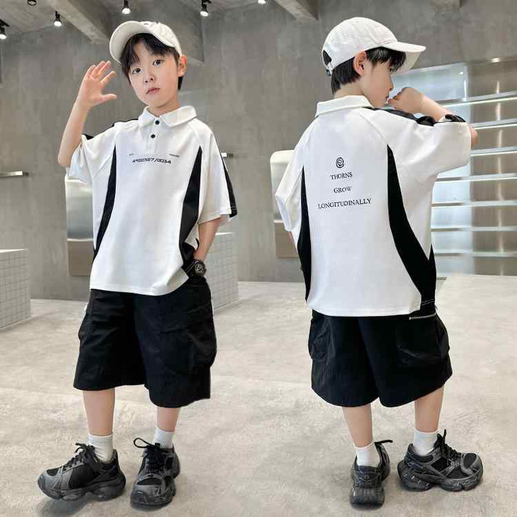 ポロシャツ 男の子 ボーイズ 半袖 夏物 セットアップ ジュニア 小学生 中学生 ハーフパンツ 2点セット カジュアル 薄手 吸汗速乾 綿混素材