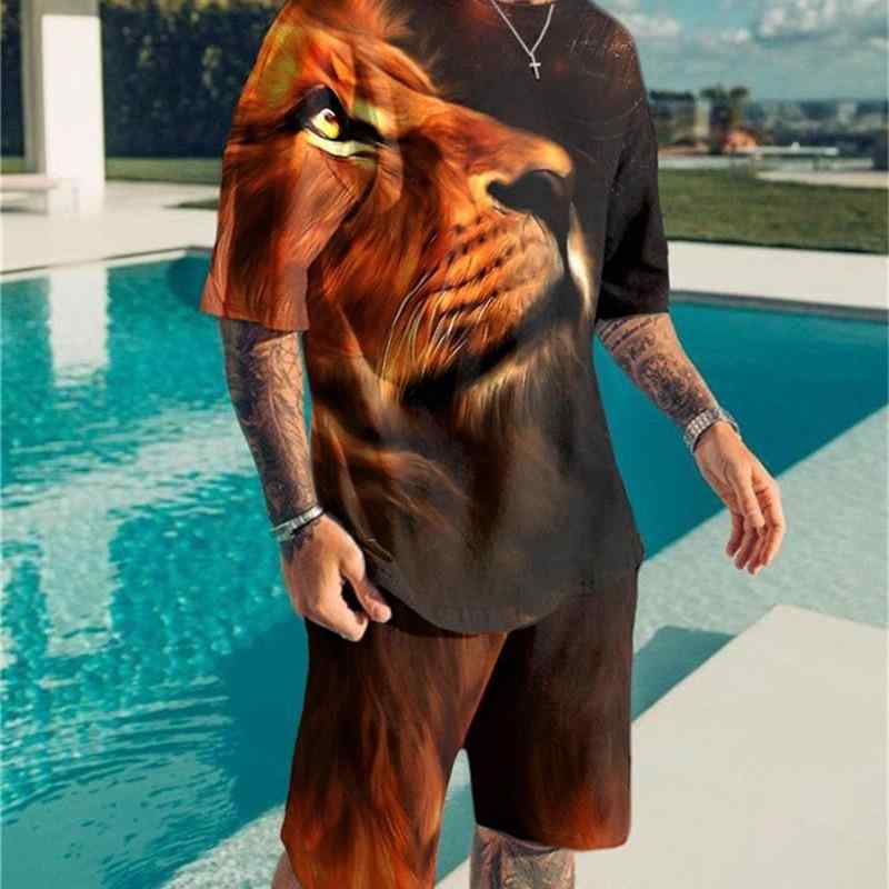 Tシャツ セットアップ メンズ 半袖 3Dプリント ショートパンツ スポーツウェア 大きいサイズ ゆったり カジュアル 夏 部屋着 トレーニングウェア 速乾 吸汗