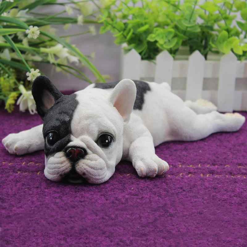 置物 かわいい リアル フレンチブルドッグ 樹脂製 リビング 卓上 インテリア オブジェ 犬 動物 フィギュア 飾り 乳白色 オフホワイト 寝そべり 横向き ポーズ 誕生日プレゼント ギフト