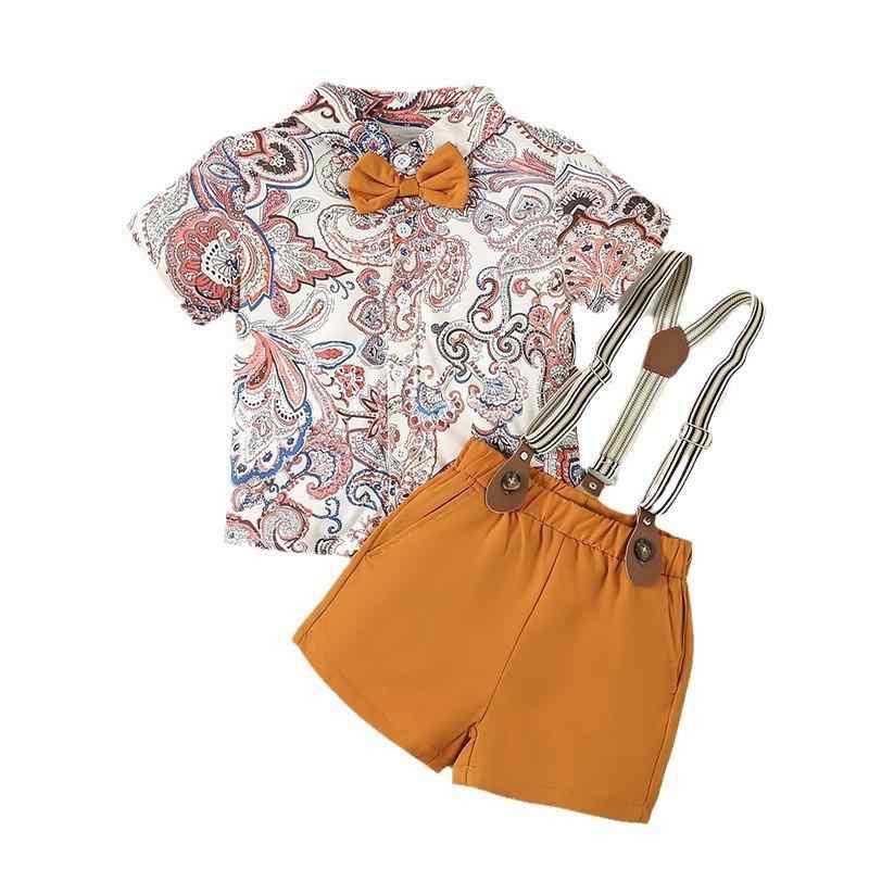 キッズ フォーマルスーツ 男の子 ベビー 英国風 紳士服 半袖 ショートパンツ 夏 花柄 ジャケット パンツ セットアップ 結婚式 発表会 演奏会 誕生日 七五三 入園式 セレモニー 記念撮影