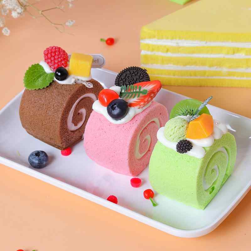 食品サンプル ムースケーキ リアル 本物そっくり 家庭用 店舗用 ディスプレイ ショーケース 装飾 置物 フェイクスイーツ インテリア デコレーション 3個セット ミックスカラー モダン シンプル