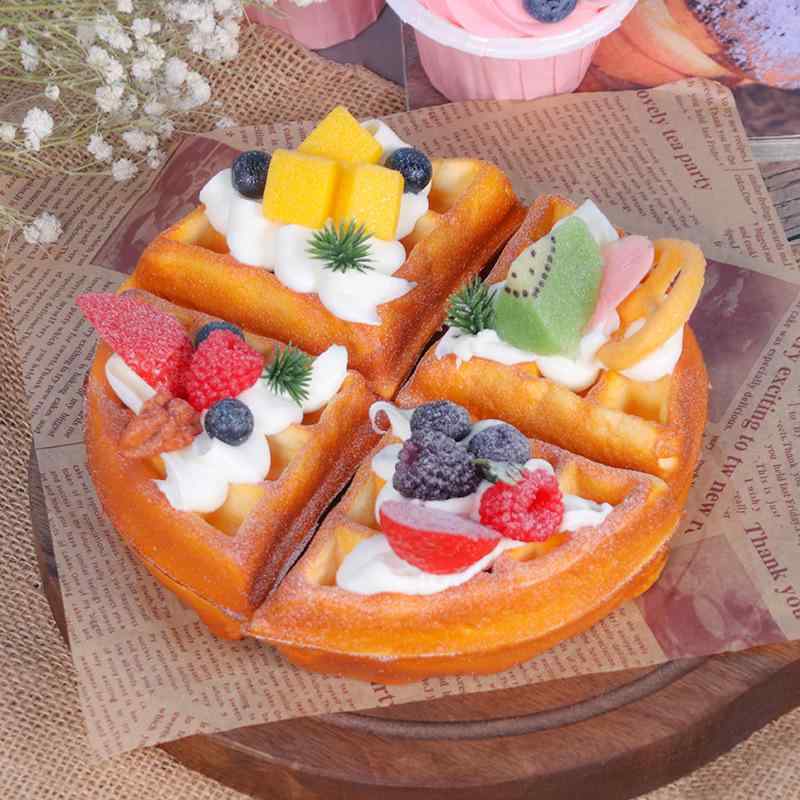 食品サンプル リアルな質感 手作り ダミーケーキ フェイクフルーツ ワッフル デザートビュッフェ ショーウィンドウディスプレイ インテリア オブジェ インスタ映え 撮影用小物