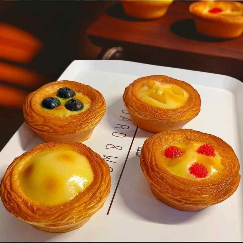 食品サンプル リアル ポルトガル式エッグタルト 冷蔵庫マグネット 6個セット ディスプレイ インテリア おままごと ごっこ遊び 撮影用小道具 ミニチュア