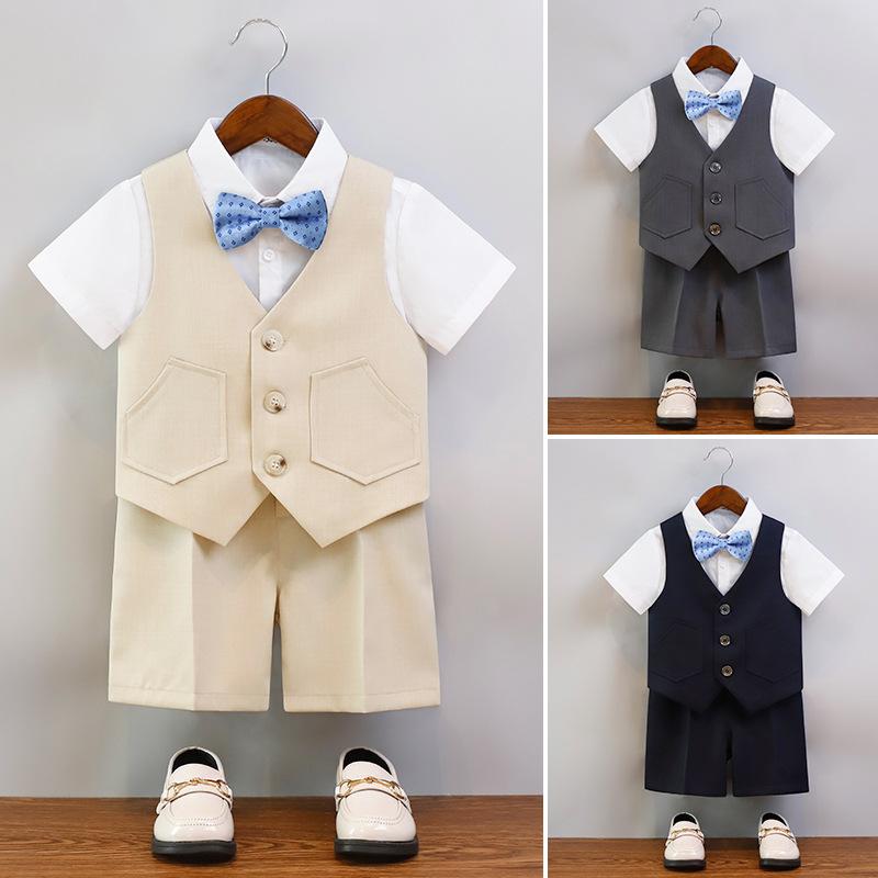 キッズ 男の子 フォーマルスーツ ベスト ショートパンツ セットアップ 柔らか素材 卒業式 発表会 結婚式 入学式 記念撮影 舞台 イベント 英国風 春夏