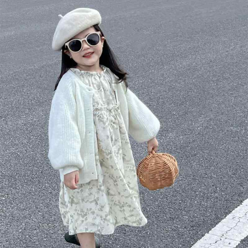ニットカーディガン ガールズ モヘア 柔らかい肌触り 上品 ゆったり オーバーサイズ 着回し 万能 韓国風 白 無地 春秋 長袖 前開き