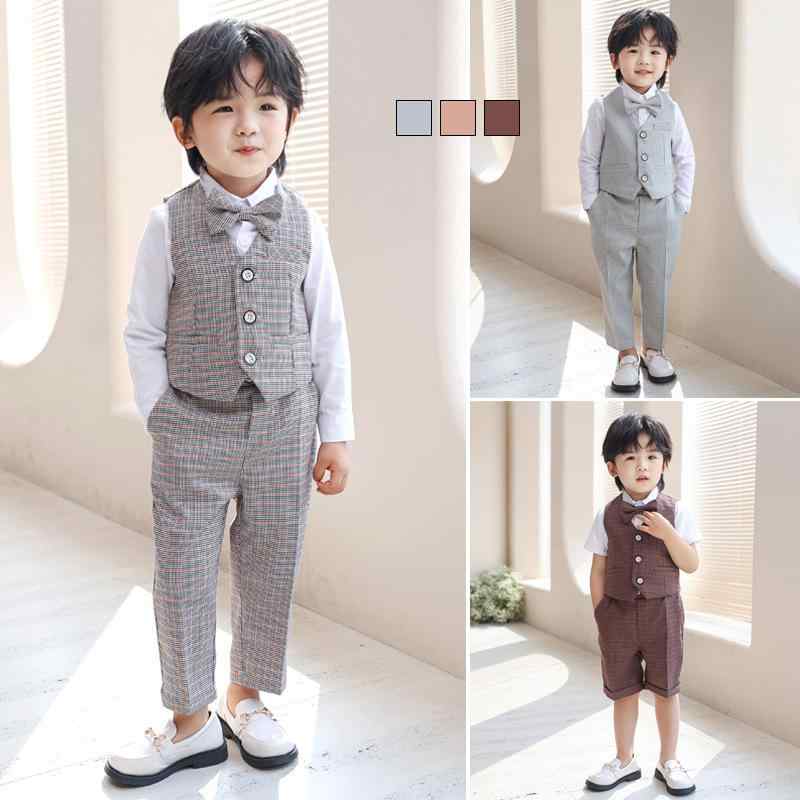 ベストスーツ 男の子 春夏 フォーマル セットアップ パンツ 結婚式 発表会 七五三 入学式 卒業式 演奏会 フラワーボーイ 誕生日 パーティー キッズ ベビー ジュニア 英国風 ソフトな肌触り
