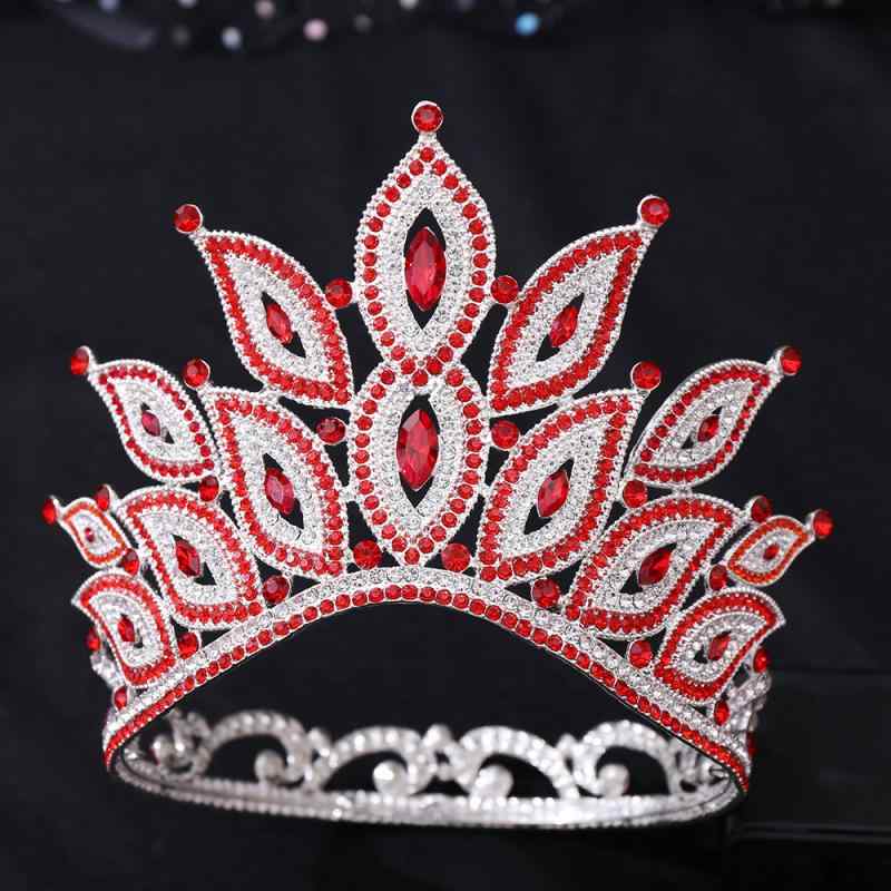 ヘッドドレス レディース 欧風ブライダル バロック レッドクリスタル 結婚式 披露宴 ステージ発表会 ビッグティアラ ラウンド