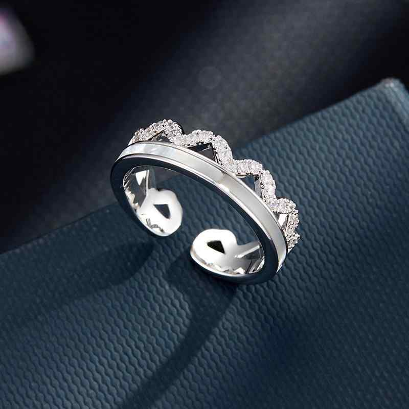 指輪 レディース 銅製 電気メッキ加工 レトロ 華やか 天然シェル クラウン オープンリング スタイリッシュ 上品な輝き 立体 人差し指リング