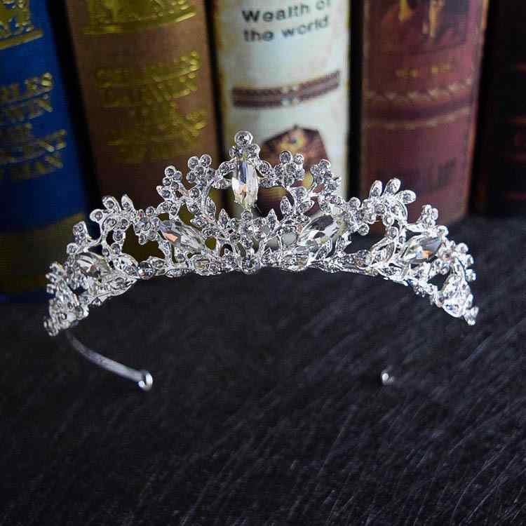 ティアラ キッズ 子供用 ヘッドドレス カチューシャ ブライダル 花嫁 ウェディング 結婚式 発表会 撮影用 フォトスタジオ 合金製 電気メッキ加工 ガラス ラインストーン ホワイト