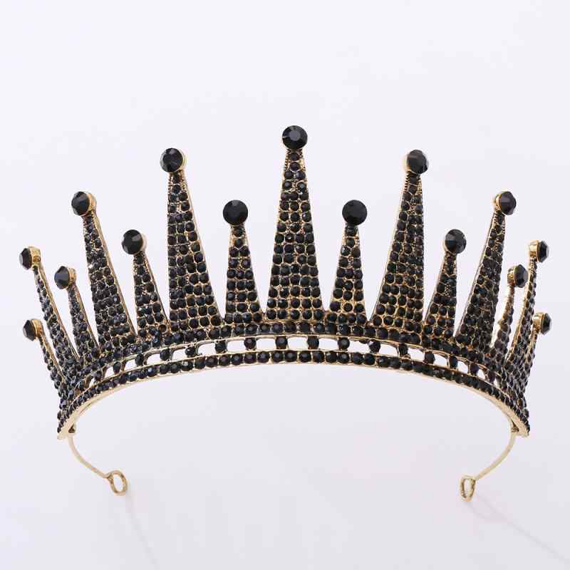 ヘアアクセサリー レディース クラウン ティアラ ヘッドドレス レトロ ヴィンテージ ブラック 結婚式 ウェディング ブライダル 披露宴 二次会 誕生日 パーティー プリンセス エレガント ラインストーン 合金製
