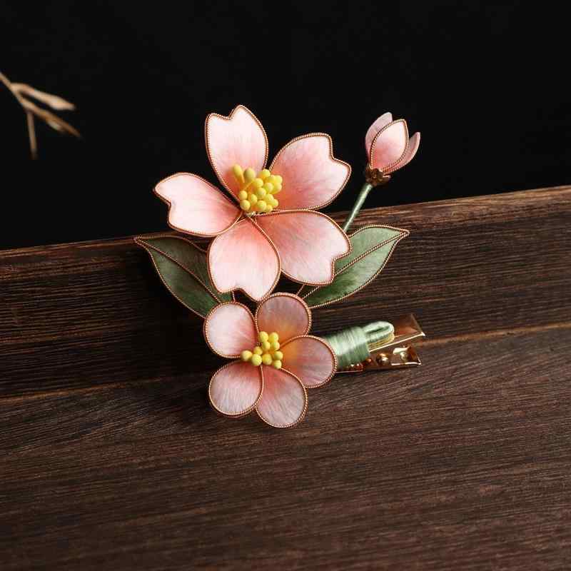 髪の毛ゼムクリップ キッズ くすみさくら色 天鵝絨御花 柔らかいな手作り 小花ひな形 清楚 普段使い走り 全能 瀬戸もの御召しもの 漢服 和装 髪飾りつけ