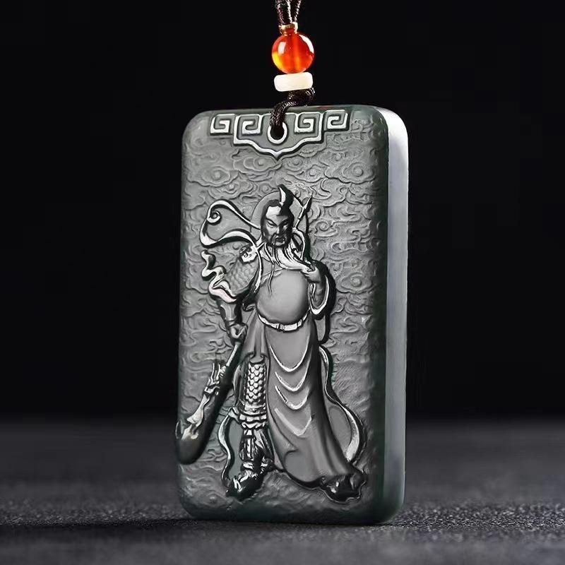 ペンダント メンズ 新疆和田青玉 天然石 上質 関羽 武神像 開運 お守り 厄除け 守護 商売繁盛 金運アップ 成功祈願 長寿 玉牌 ギフト プレゼント 9,030円