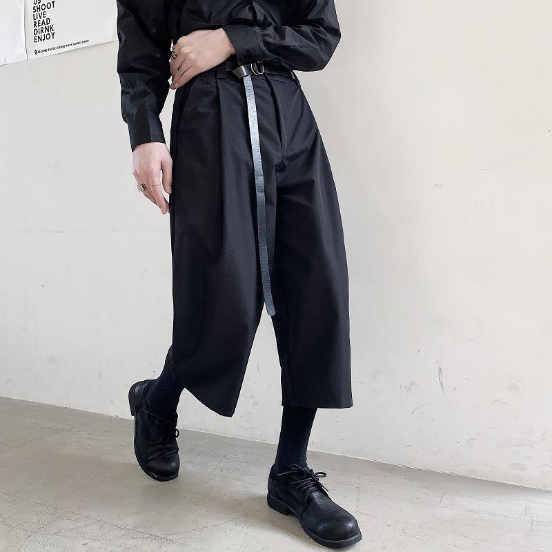 ワイドパンツ レディース ルーズフィット ゆったりシルエット モード系 個性的 カジュアル 再生繊維 黒 ブラック ウエストベルト付き タウンユース