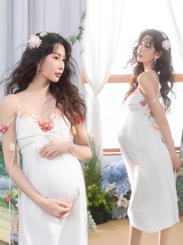 マタニティ レディース 妊婦 撮影用 ロングドレス ノースリーブ 花柄 新中式 レトロ クラシック 高級感 フォーマル 礼服 アートフォト 衣装