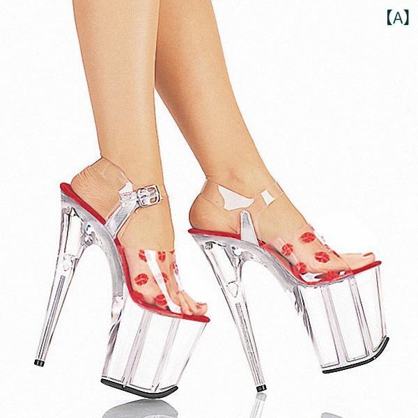 サンダル レディース セクシー ハイヒール 20cm クリア ポールダンス 厚底 プラットフォーム PUレザー キャバ嬢 ナイトクラブ イベント ステージ ショー 美脚 脚長効果｜モズラボ 10,926円