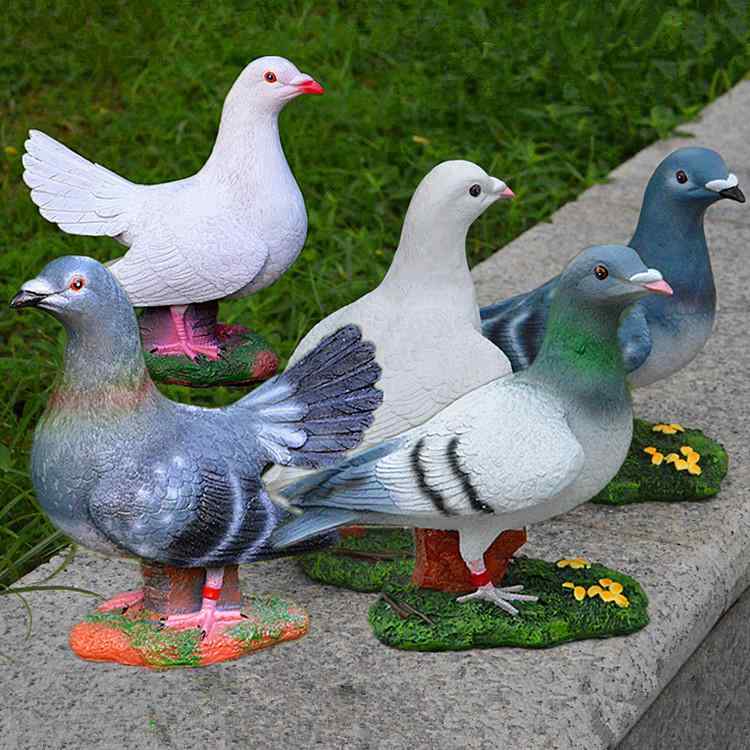 鳥の置物 本物そっくり 鳩 オブジェ 合成樹脂製 耐候性 防水 ガーデニング 庭 玄関 屋外装飾 白鳩 灰鳩 バン鳩 景観 ディスプレイ ガーデン雑貨