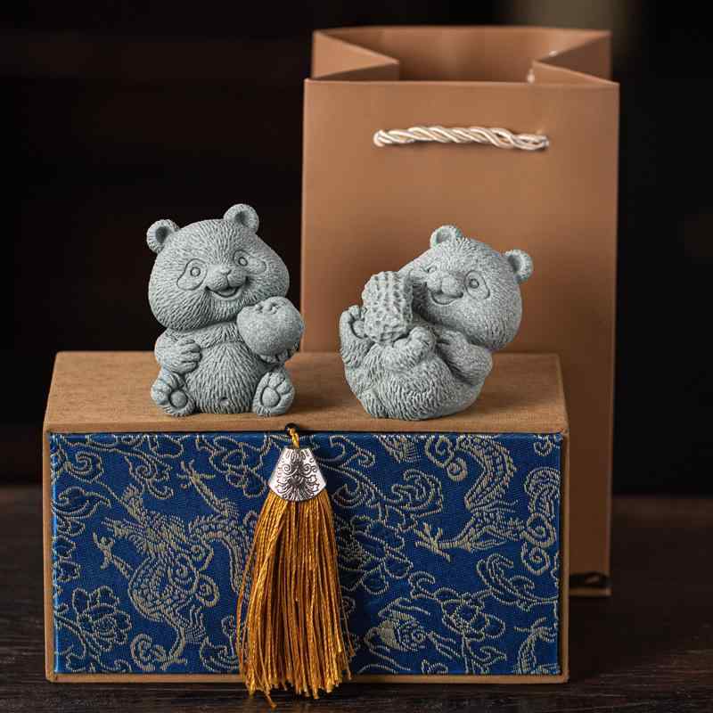 楽天市場】【新製品】【送料無料】パンダの石彫刻品(黒色) : 小さな