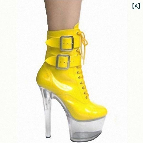 ショートブーツ レディース プラットフォーム ベルトバックル 17cmヒール 超ハイヒール ポールダンス セクシー 大きいサイズ ナイトクラブ イベント コスプレ 合成皮革 ラウンドトゥ 細ヒール サイドジップ 美脚効果 秋冬春｜モズラボ