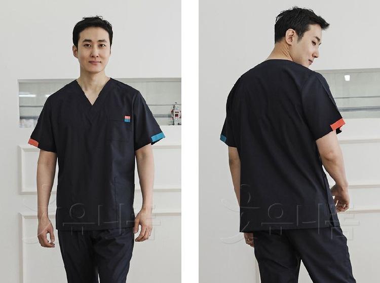 スクラブ 男女兼用 半袖 吸汗速乾 お医者さん 外科手術衣 白衣 診療用制服 歯科 毛の荒物ホスピタル 診療所 ポリ混紡 御役目着