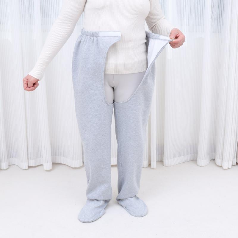 介護パンツ 高齢者向け 男女兼用 着脱簡単 失禁対応 足元付き 保温 あったか 綿100% 快適 ゆったり 寝間着 介助用 尿漏れ対策 秋冬 ルームウェア