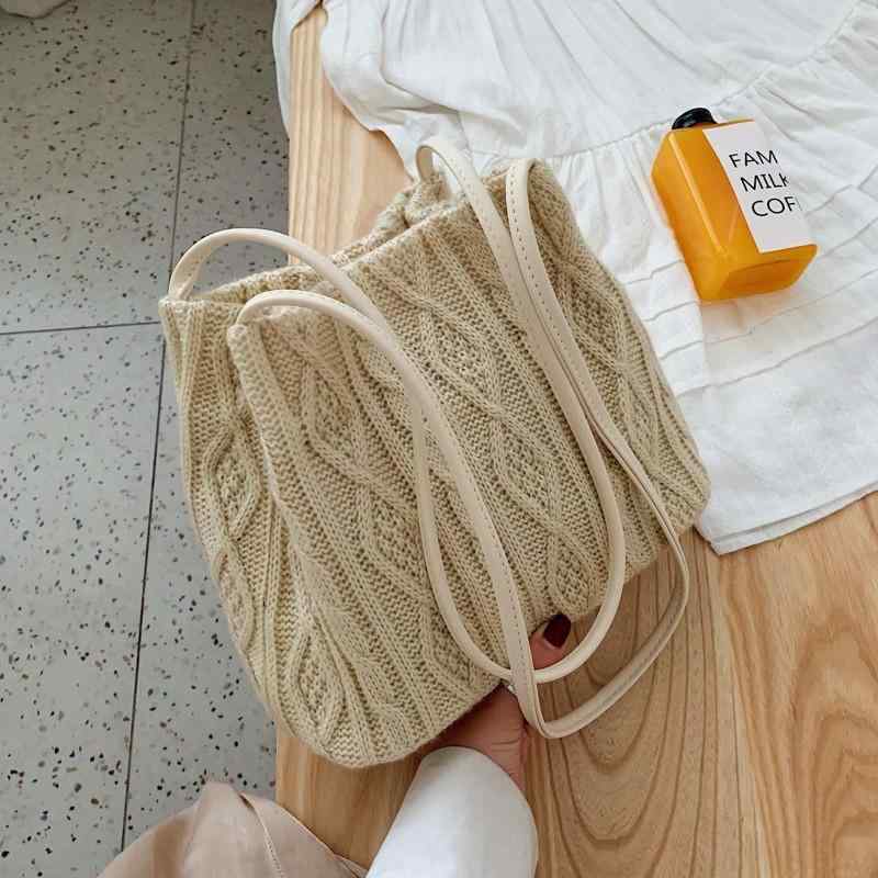 バッグ レディース 大容量 ハンドメイド 編み込み フェイクファー ショルダーバッグ バケットバッグ 秋冬 デイリーユース アーバン シンプル 柔らかい