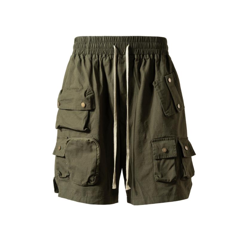 パンツ メンズ ワーク ショートパンツ マルチポケット ウォッシュ加工 五分丈 ルーズフィット ゆったり ミリタリー ストリート コットン混 夏