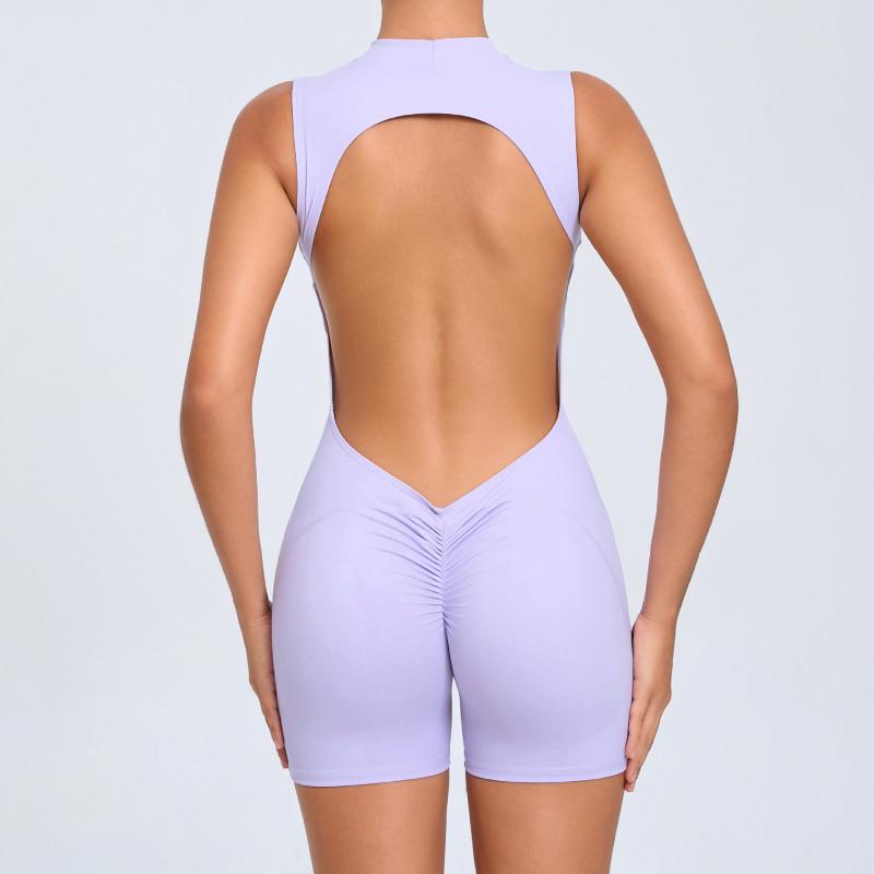 ヨガウェア レディース セクシー バックオープン 背中見せ カットアウト メッシュ 一体型 オールインワン ジャンプスーツ ナイロン スパンデックス フィットネス ジム トレーニング スポーツウェア