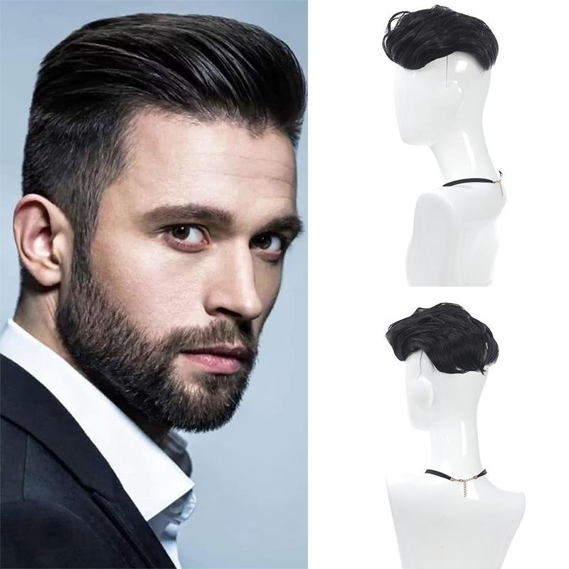 ヘアピース メンズ 頭頂部用 部分ウィッグ クリップ式 耐熱ファイバー ショートヘア 薄毛隠し 増毛 自然な質感 ローズネット ヘアスタイルチェンジ