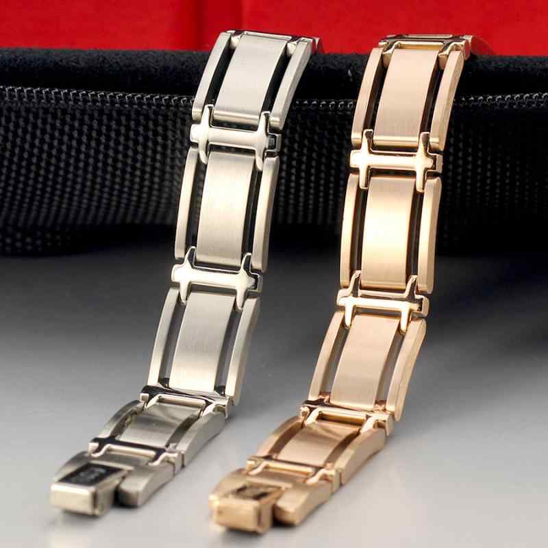 ブレスレット メンズ シリコン ステンレス鋼 曲線 透かし彫り 欧米風 個性的 パンク ヒップホップ ロック レトロ 磁気 ゲルマニウム 光沢 春夏|モズラボ