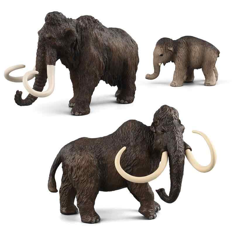 おもちゃ 子供向け 男の子 女の子 リアルな動物 マンモス ゾウ 家族3体セット プラスチック製 静的 置物 インテリア フィギュア 模型