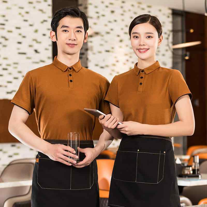 Tシャツ 男女兼用 吸汗速乾 レストラン ホテル 飲食店 サービス業 ユニフォーム 制服 半袖 綿混紡 ポリエステル 作業着 大きいサイズ 春夏