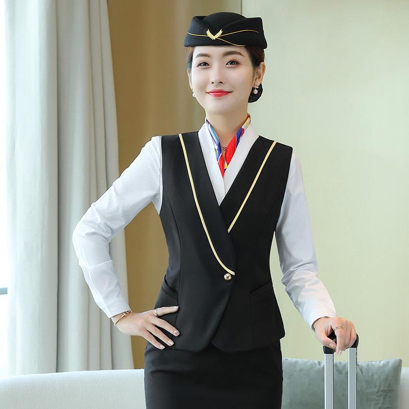 ベスト レディース 吸湿速乾 ホテル 飲食店 受付 ユニフォーム 制服 スーツ ジレ ビジネス フォーマル 業務用 綿混 ポリエステル