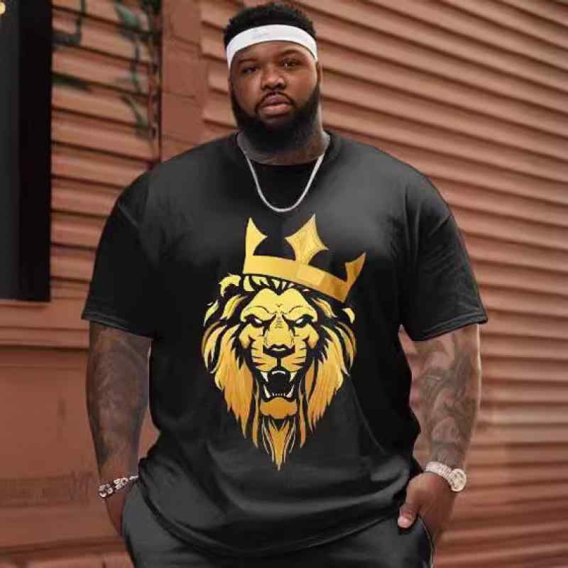 Tシャツ メンズ 男性用 ライオン 3Dプリント 欧米風 ゆったり オーバーサイズ クルーネック 半袖 薄手 通気性 夏物 大きいサイズ ビッグサイズ カジュアル デイリーユース