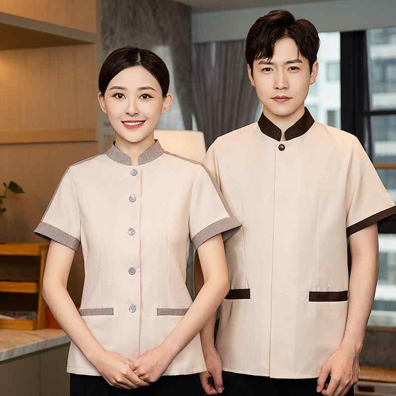 作業服 メンズ レディース 吸汗速乾 リネンコットン ホテル 清掃員 半袖 制服 上下セット ビル管理 客室清掃 飲食店 業務用 ユニフォーム 春夏